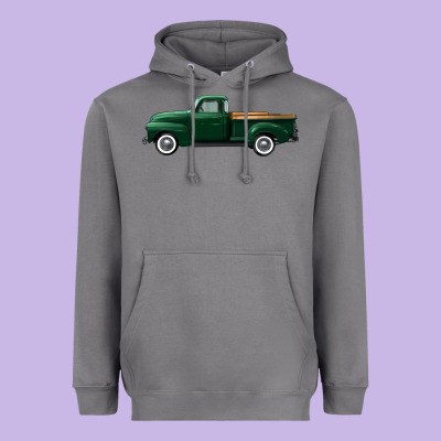 Western Green Truck Right Side View Heavyweight Hoodie Designed By Fadigitalartstudio