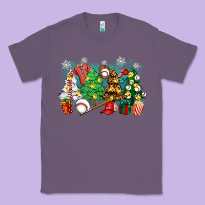 Classic Tee christmas trees with baseball