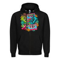 Black 90's country cassette tapes Zipper Hoodie - Zillion Design Studio