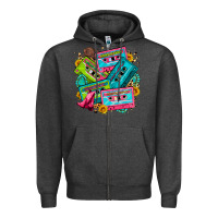 Charcoal Heather 90's country cassette tapes Zipper Hoodie - Zillion Design Studio