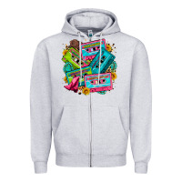 Heather Grey 90's country cassette tapes Zipper Hoodie - Zillion Design Studio