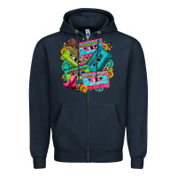Navy 90's country cassette tapes Zipper Hoodie - Zillion Design Studio