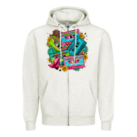 Oatmeal Heather 90's country cassette tapes Zipper Hoodie - Zillion Design Studio
