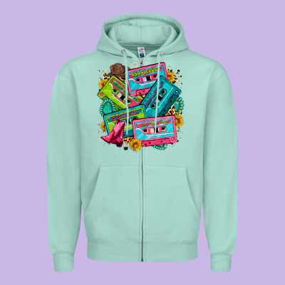 90's Country Cassette Tapes Zipper Hoodie Designed By Zillion Design Studio