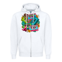 White 90's country cassette tapes Zipper Hoodie - Zillion Design Studio