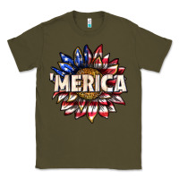 Army Green merica with sunflower Classic Tee - texasbilliewilder