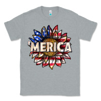 Heather Grey merica with sunflower Classic Tee - texasbilliewilder