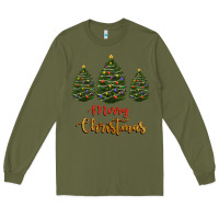 Army Green merry christmas trees Long Sleeve Tee - RanaPortraitStore
