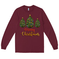 Burgundy merry christmas trees Long Sleeve Tee - RanaPortraitStore