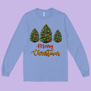 Merry Christmas Trees Long Sleeve Tee Designed By Ranaportraitstore
