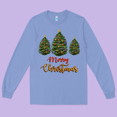 Long Sleeve Tee merry christmas trees