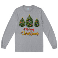 Heather Grey merry christmas trees Long Sleeve Tee - RanaPortraitStore