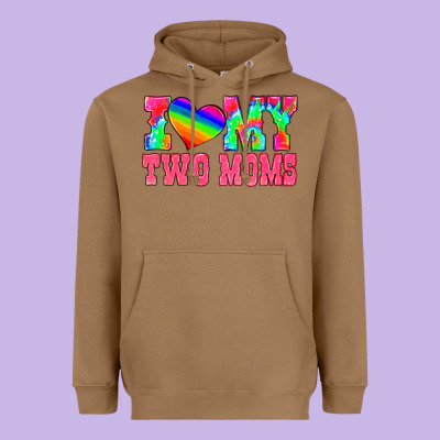 I Love My Two Moms Heavyweight Hoodie Designed By Hra Design Shop