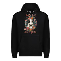 Black just a girl who loves goats Premium Hoodie - Jasminsmagicworld