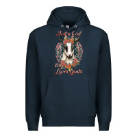 Navy just a girl who loves goats Premium Hoodie - Jasminsmagicworld