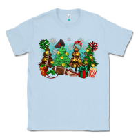 Dusty Blue christmas trees with football Classic Tee - Zillion Design Studio