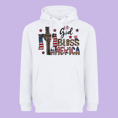 God Bless America Heavyweight Hoodie Designed By Cowhidedigitalart