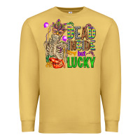 Antique Gold mardi gras dead inside but lucky  with skeleton Premium Sweatshirt - AdoDesignShop