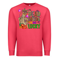 Cardinal mardi gras dead inside but lucky  with skeleton Premium Sweatshirt - AdoDesignShop