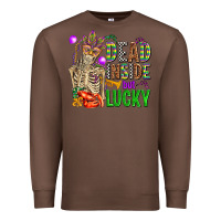 Chestnut mardi gras dead inside but lucky  with skeleton Premium Sweatshirt - AdoDesignShop