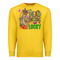 Lemon mardi gras dead inside but lucky  with skeleton Premium Sweatshirt - AdoDesignShop