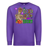 Purple mardi gras dead inside but lucky  with skeleton Premium Sweatshirt - AdoDesignShop