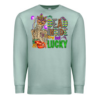 Seafoam mardi gras dead inside but lucky  with skeleton Premium Sweatshirt - AdoDesignShop
