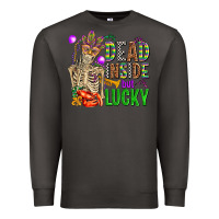 Smoke mardi gras dead inside but lucky  with skeleton Premium Sweatshirt - AdoDesignShop