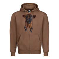 Chestnut highland cow calf Zipper Hoodie - RanaPortraitStore