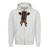 Highland Cow Calf Zipper Hoodie | Teevron
