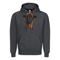 Smoke highland cow calf Zipper Hoodie - RanaPortraitStore