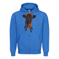 True Royal highland cow calf Zipper Hoodie - RanaPortraitStore