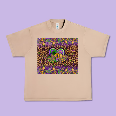Mardi Gras Fleur De Lis Hearts Leopard Glitter Urban Heavy Tee Designed By Artiststas