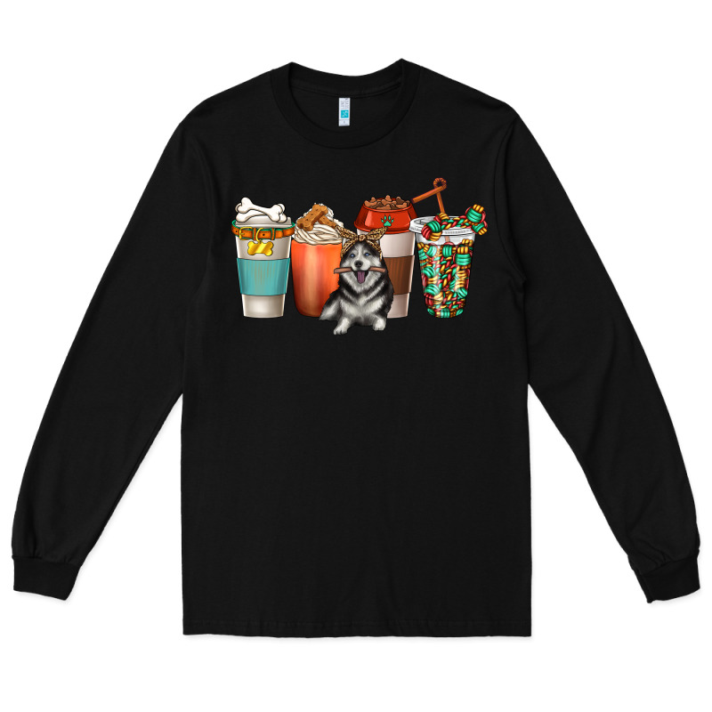 Alaskan Husky Dog Coffee Cups Long Sleeve Tee by texasbilliewilder | Teevron