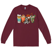 Burgundy alaskan husky dog coffee cups Long Sleeve Tee - texasbilliewilder