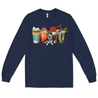 Navy alaskan husky dog coffee cups Long Sleeve Tee - texasbilliewilder