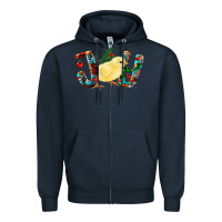 Navy christmas joy chick Zipper Hoodie - RanaPortraitStore