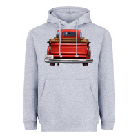 Heather Grey western red truck back view Heavyweight Hoodie - FaDigitalArtStudio