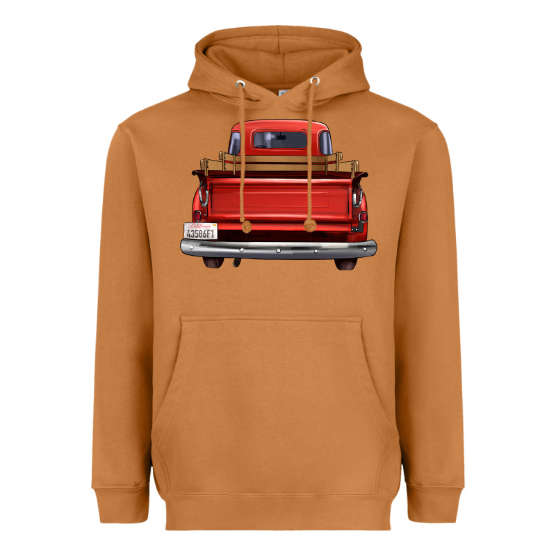 Western Red Truck Back View Heavyweight Hoodie by FaDigitalArtStudio | Teevron