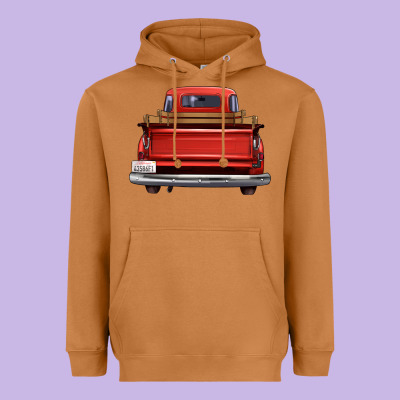 Western Red Truck Back View Heavyweight Hoodie Designed By Fadigitalartstudio
