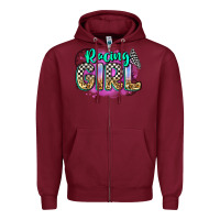Burgundy racing girl Zipper Hoodie - Zillion Design Studio