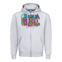 Heather Grey racing girl Zipper Hoodie - Zillion Design Studio