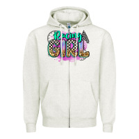 Oatmeal Heather racing girl Zipper Hoodie - Zillion Design Studio