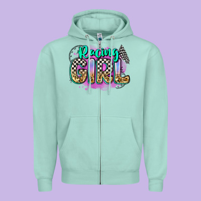 Racing Girl Zipper Hoodie Designed By Zillion Design Studio