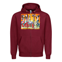 Burgundy salty vibes Zipper Hoodie - texasbilliewilder