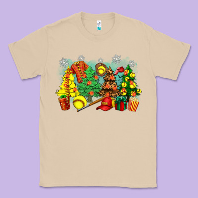 Classic Tee christmas trees with softball