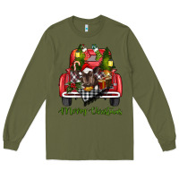 Army Green Merry Christmas Farm Truck With Baby Cow Long Sleeve Tee - RanaPortraitStore