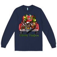 Navy Merry Christmas Farm Truck With Baby Cow Long Sleeve Tee - RanaPortraitStore