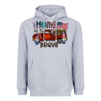 Heather Grey home of the brave Heavyweight Hoodie - CowhideDigitalArt