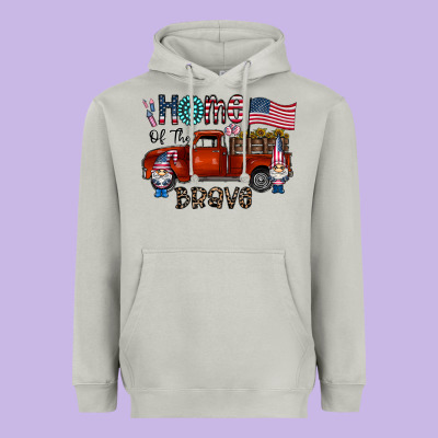 Home Of The Brave Heavyweight Hoodie Designed By Cowhidedigitalart